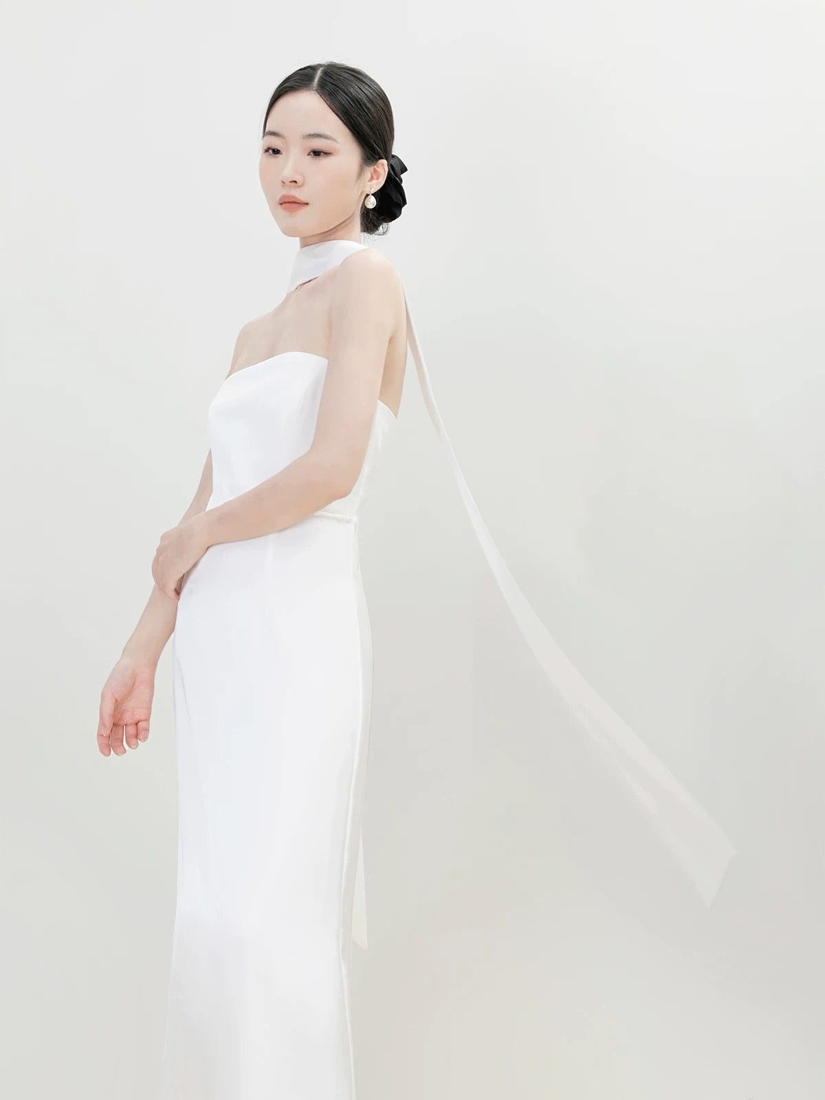 Multi-Way Bustier Gown + Drape Sash in White