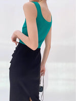 Load image into Gallery viewer, Ribbed U Neck Tank in Green
