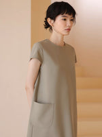 Load image into Gallery viewer, Twill Pocket Midi Dress in Kahki
