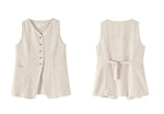 Load image into Gallery viewer, Linen Long Pocket Vest in Beige
