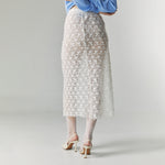 Load image into Gallery viewer, Floral See Thru Lace Skirt in White

