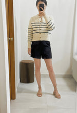 Load image into Gallery viewer, Korean Woolly Striped Cardigan in Cream/Black
