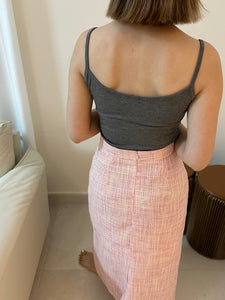[KR] Light Tweed Maxi Shift Skirt in Pink