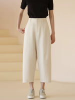 Load image into Gallery viewer, Tapered Cropped Line Trousers in Cream
