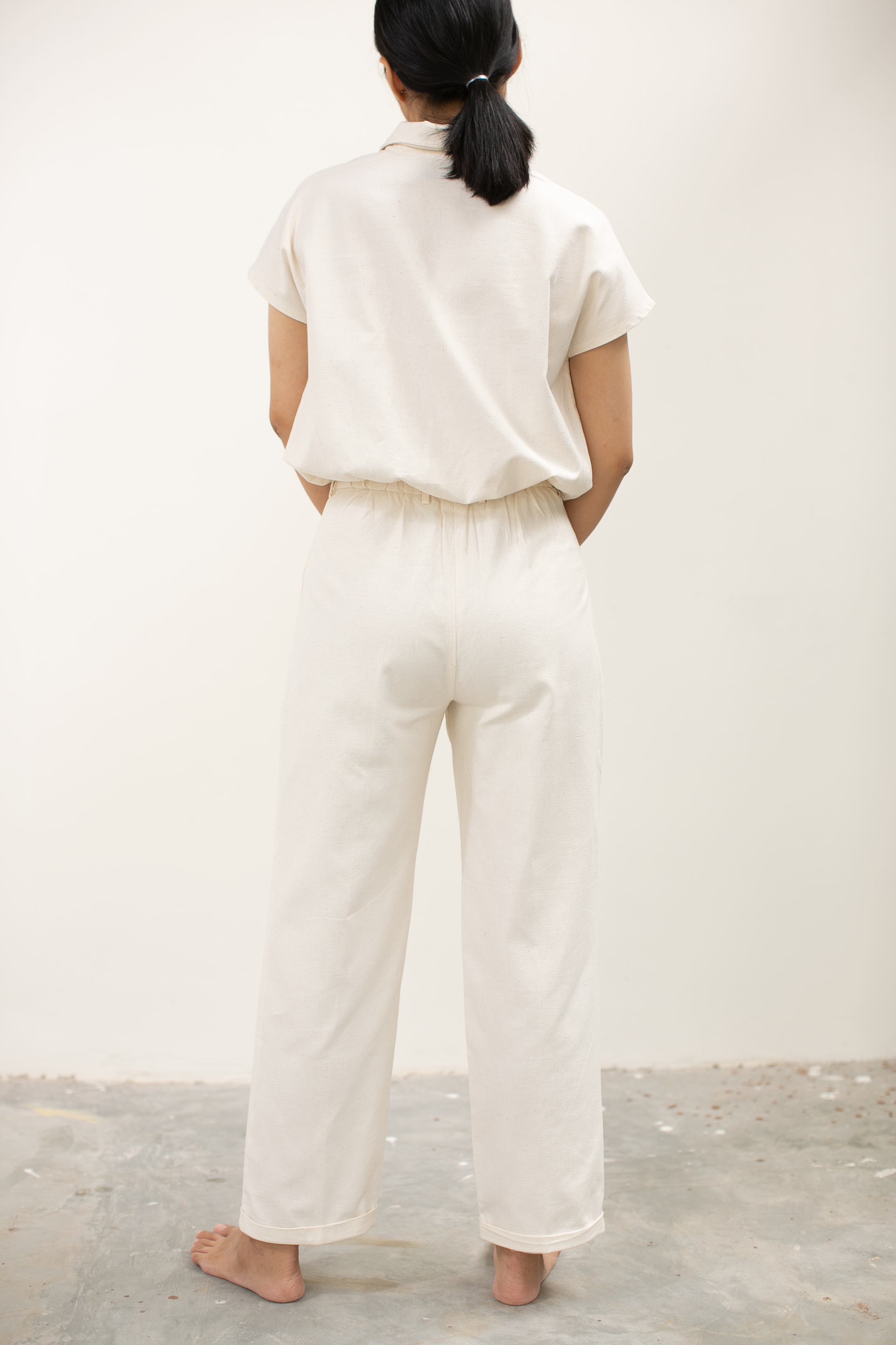 Linen Straight Cut Pants in White