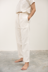 Linen Straight Cut Pants in White
