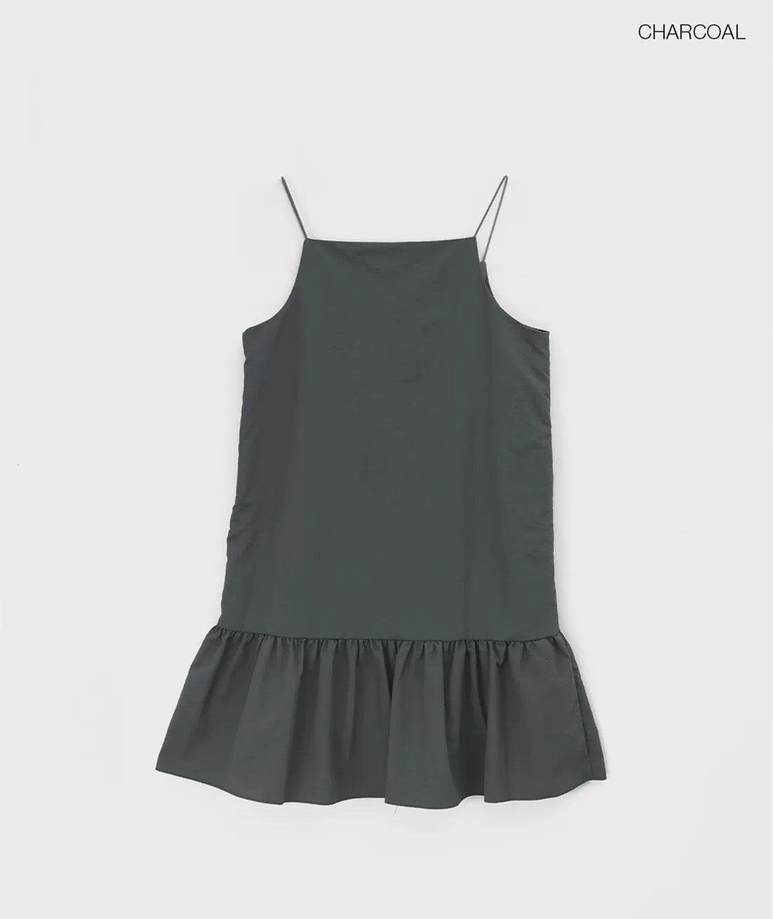 Korean Textured Cami Shift Dress in Grey