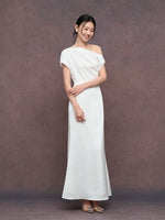 Load image into Gallery viewer, Toga Drape Flare Gown in White
