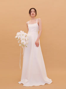 [Ready to Ship] Imani Bow Tie Pocket Gown in White