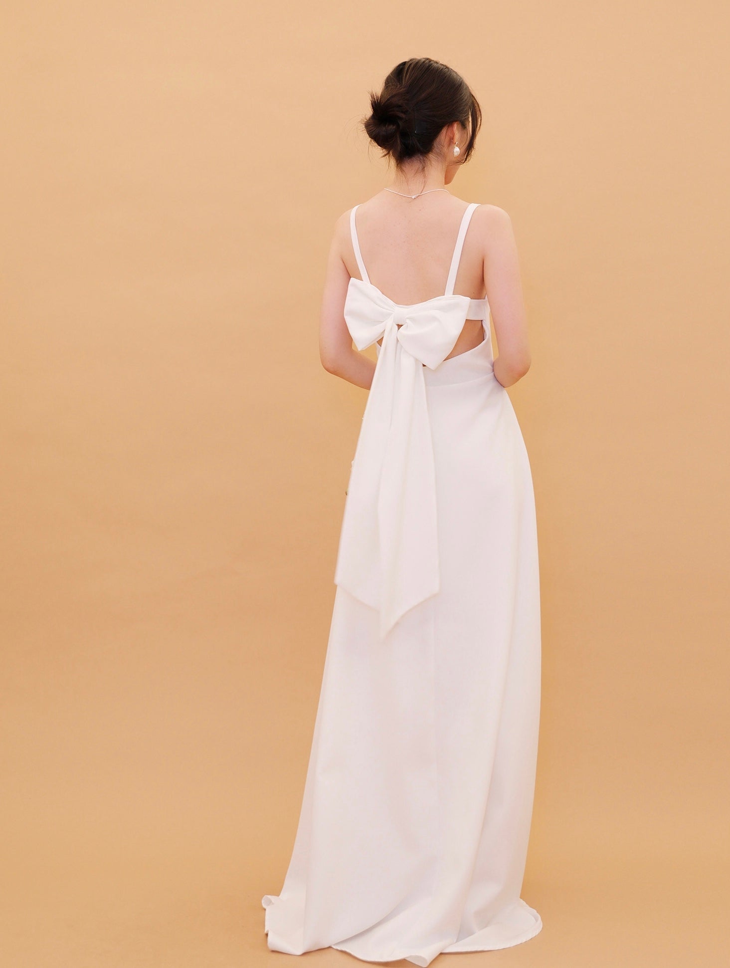 [Ready to Ship] Imani Bow Tie Pocket Gown in White