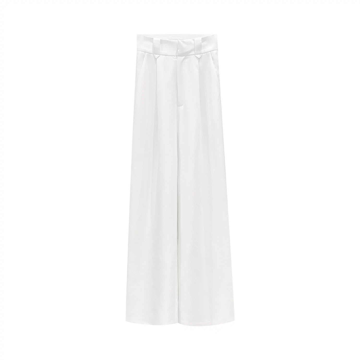 Beaded Top + Wide Leg Trousers Set in White