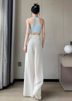 Load image into Gallery viewer, Textured Wide Leg Trousers in White
