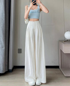 Textured Wide Leg Trousers in White