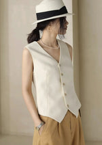 Load image into Gallery viewer, Linen Vest in Cream
