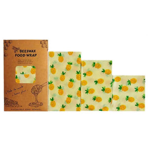 Set of 3 Organic Cotton Beeswax Wraps + String Tie [ 28 Designs]