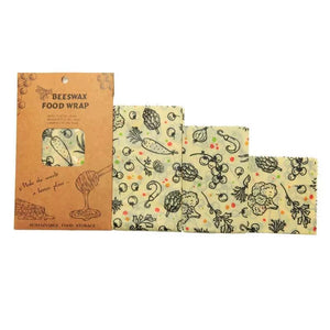 Set of 3 Organic Cotton Beeswax Wraps + String Tie [ 28 Designs]