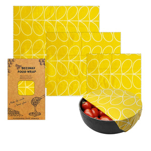 Set of 3 Organic Cotton Beeswax Wraps + String Tie [ 28 Designs]