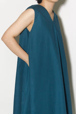 Load image into Gallery viewer, V Tent Dress in Teal Blue
