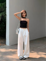 Load image into Gallery viewer, Wide Leg Twill Trousers in White- M
