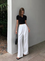 Load image into Gallery viewer, Wide Leg Twill Trousers in White- M
