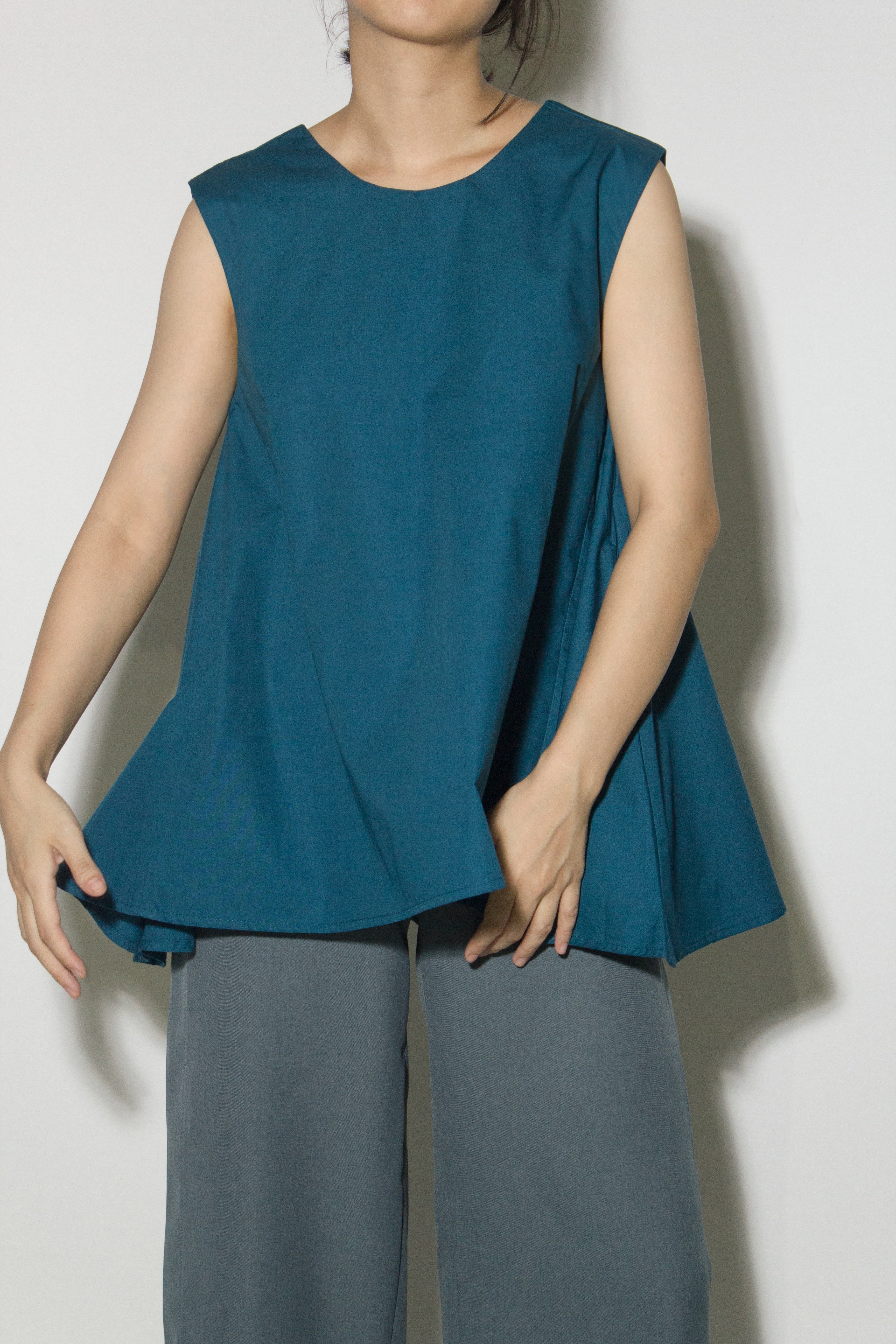 A-Line Pocket Top in Teal Blue