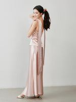 Load image into Gallery viewer, Satin Halter Bustier Top// Maxi Skirt in Pink
