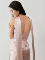 Load image into Gallery viewer, Satin Halter Bustier Top// Maxi Skirt in Pink
