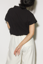 Load image into Gallery viewer, Linen Blend V-Collar Top in Black
