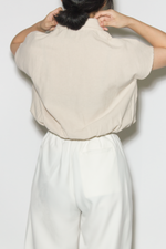 Load image into Gallery viewer, Linen Blend V-Collar Top in Ecru
