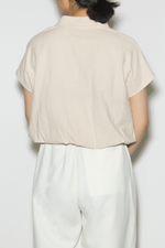 Load image into Gallery viewer, Linen Blend V-Collar Top in Ecru
