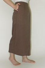 Load image into Gallery viewer, Japanese Twill Pocket Wrap Skirt in Brown
