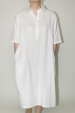 Load image into Gallery viewer, Tencel Cotton Button Collar Dress in White
