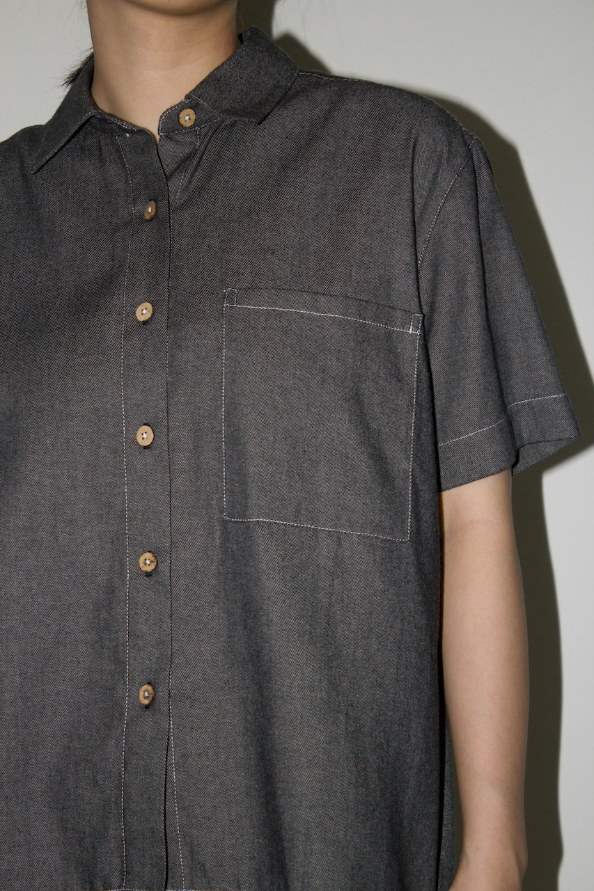 Cotton Denim Shirt in Black
