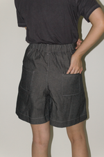 Load image into Gallery viewer, Cotton Denim Shorts in Black
