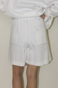 Cotton Denim Shorts in White