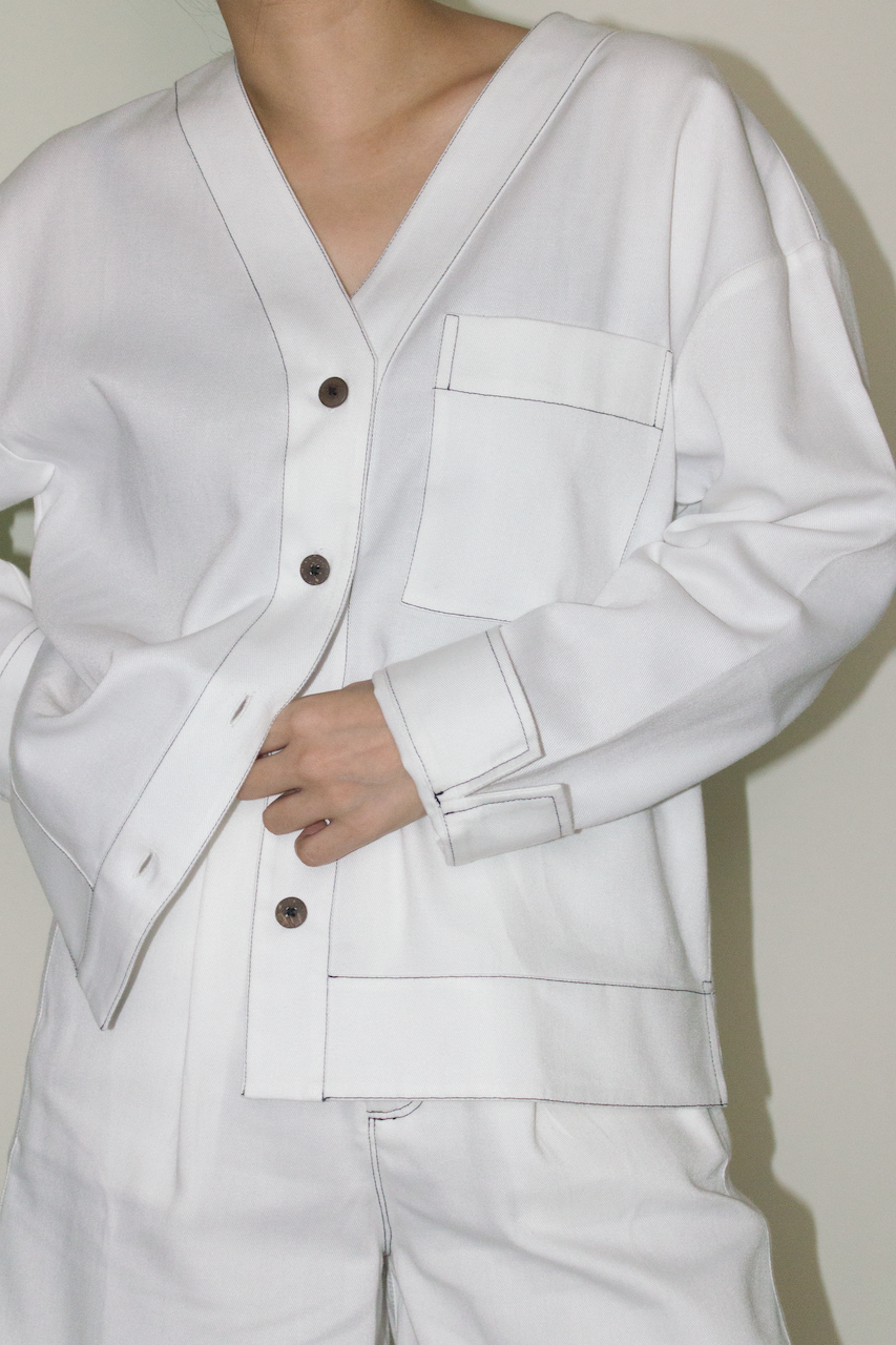 Cotton Denim Jacket in White