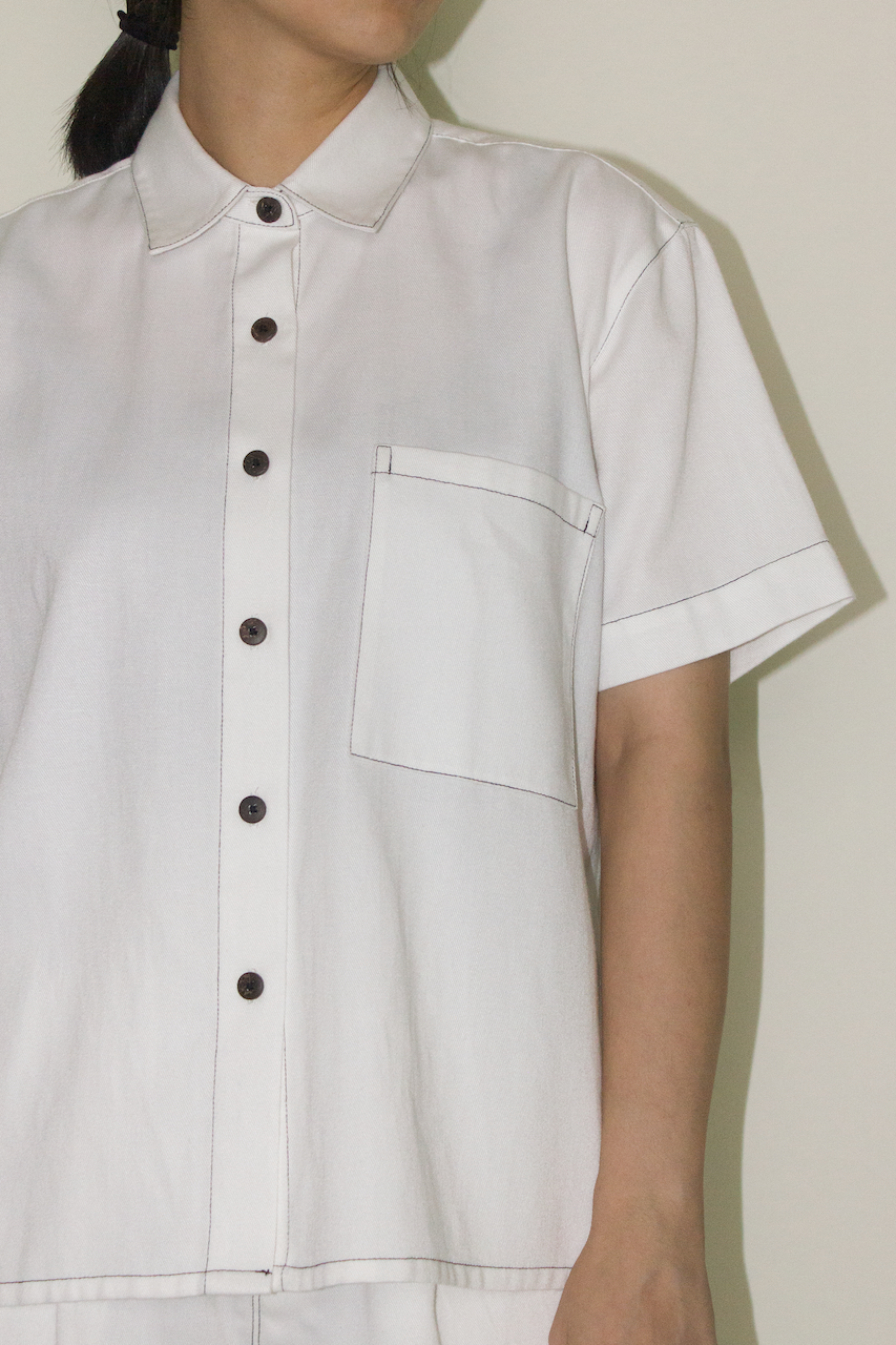 Cotton Denim Shirt in White