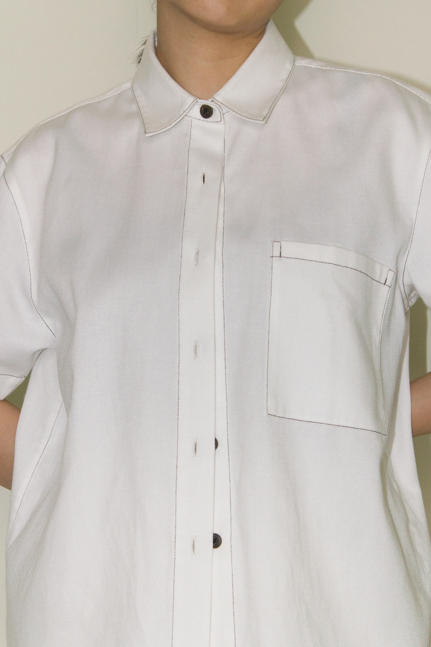 Cotton Denim Shirt in White