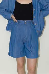 Cotton Denim Shorts in Blue