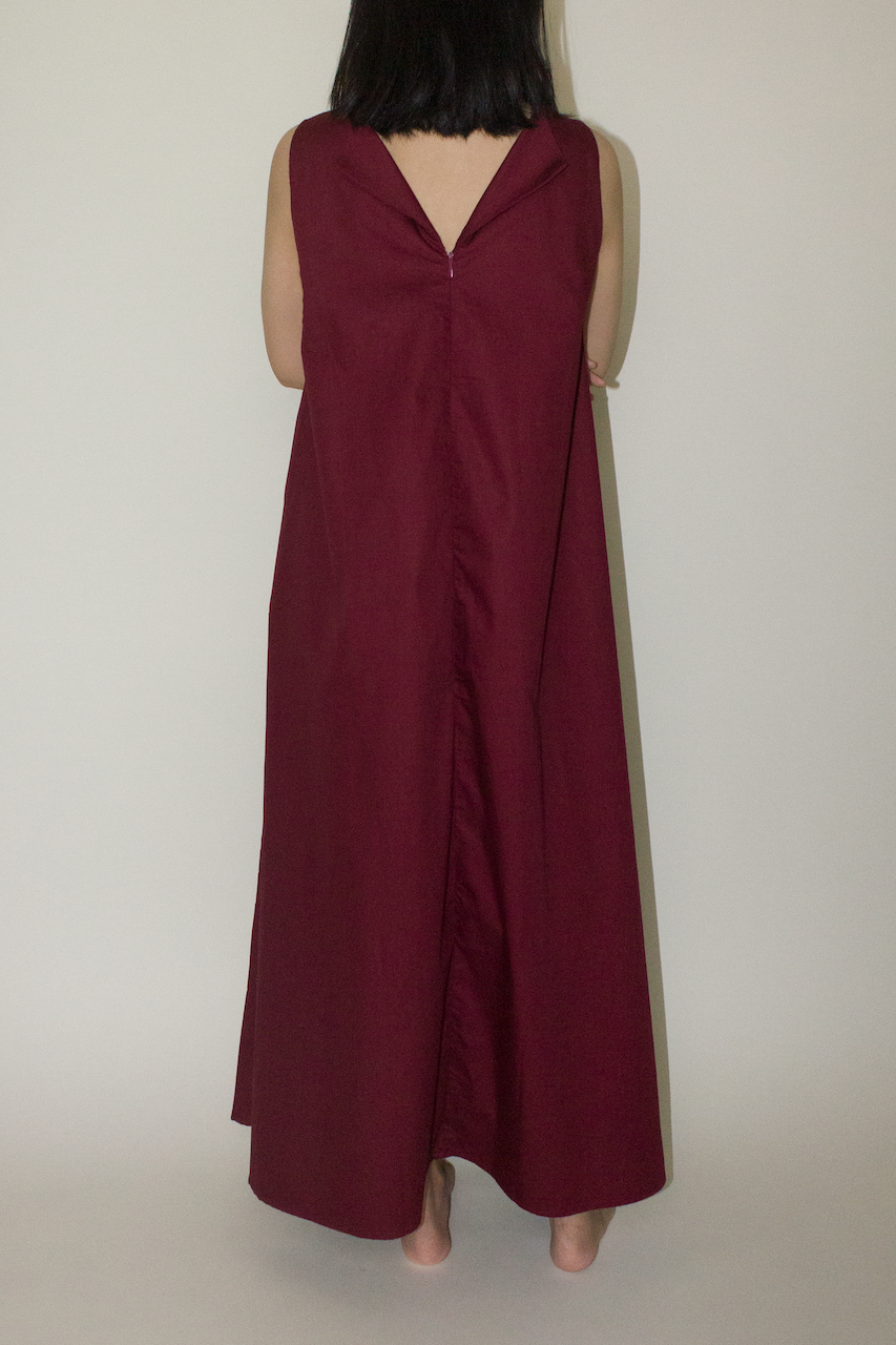 Back Lapel Maxi Dress in Red