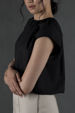 Load image into Gallery viewer, Ruched Neck Top in Black
