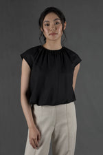 Load image into Gallery viewer, Ruched Neck Top in Black
