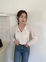 Load image into Gallery viewer, [Ready to Ship] Korean Satin Ribbon Tie Blouse in Champagne
