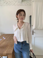 Load image into Gallery viewer, [Ready to Ship] Korean Satin Ribbon Tie Blouse in Champagne
