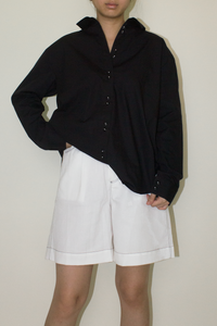 Cotton Long Sleeve Shirt in Black