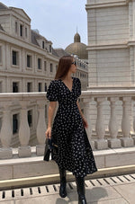 Load image into Gallery viewer, [Ready Stock] Time To Shine Printed Slit Maxi Dress in Black
