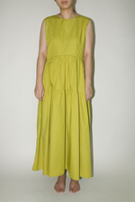 Load image into Gallery viewer, Maxi Tiered Pocket Dress in Lime Green
