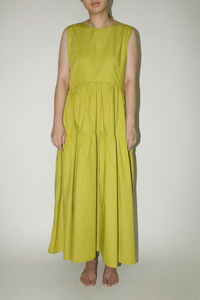 Maxi Tiered Pocket Dress in Lime Green