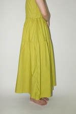 Load image into Gallery viewer, Maxi Tiered Pocket Dress in Lime Green
