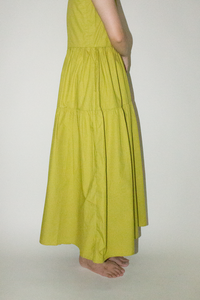 Maxi Tiered Pocket Dress in Lime Green